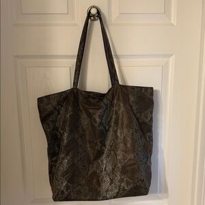 Brown Snake Print Tote Bag